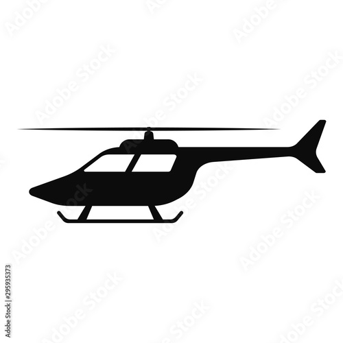 Helicopter icon. Black silhouette. Side view. Vector drawing. Isolated object on a white background. Isolate.