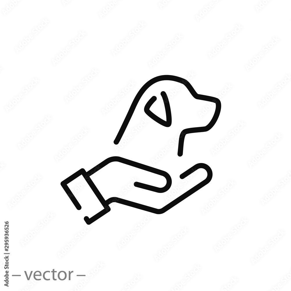 animal protection icon, thin line web symbol on white background - editable stroke vector illustration eps 10