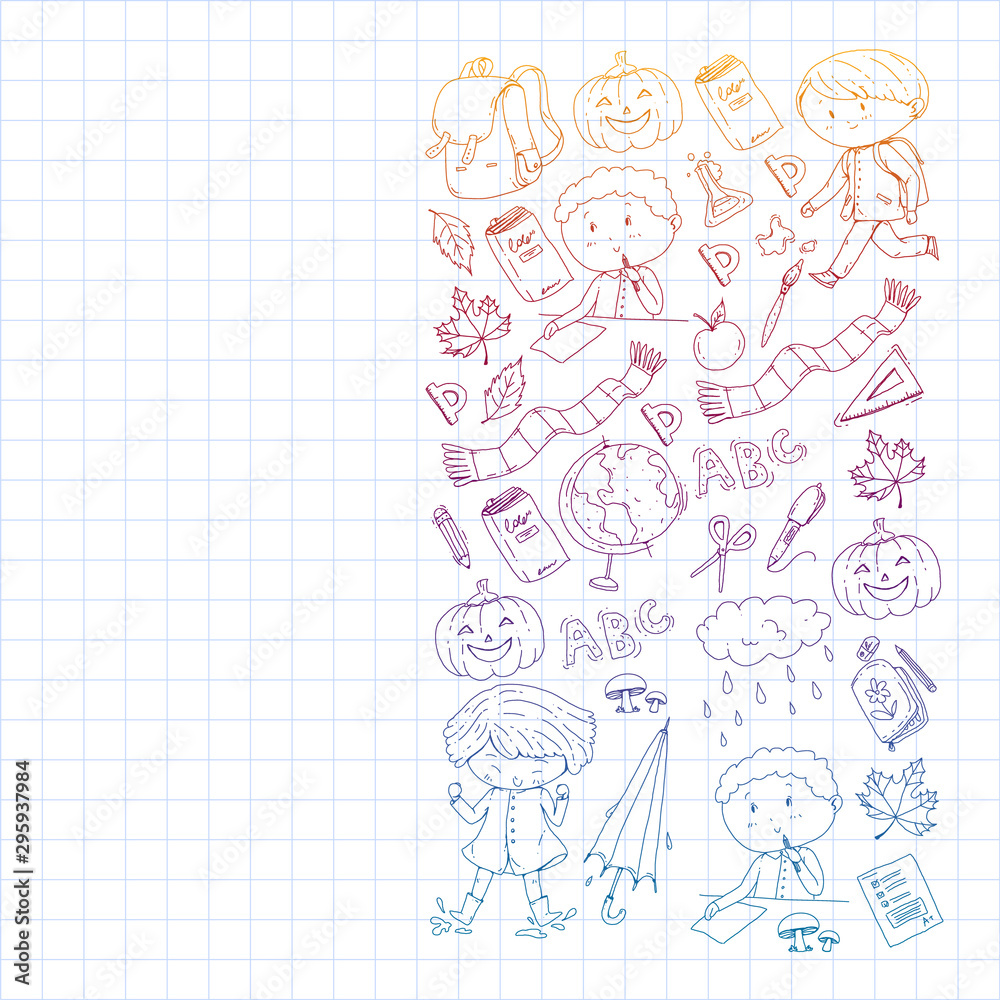 Back to school vector pattern. Education icons for children. Back to school vector pattern. Education icons for children.