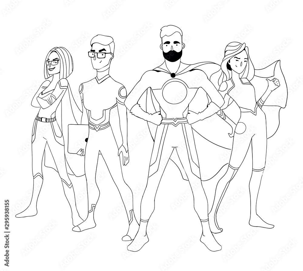 Superhero Couple Male and female superheroes, posing Superhero Couple Male and female superheroes, posing