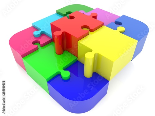 Colorful puzzle , concept success pie chart 