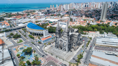 Fortaleza, Ceara / Brazil - Circa Octuber 2019: Metropolitana Cathedral in Fortaleza. It took to complete the work forty years beginning in 1938 and was inaugurated in 1978. Brazilian church. photo