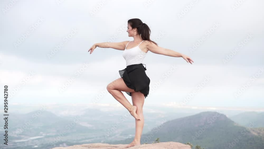 Graceful female dancing in countryside Graceful female dancing in countryside