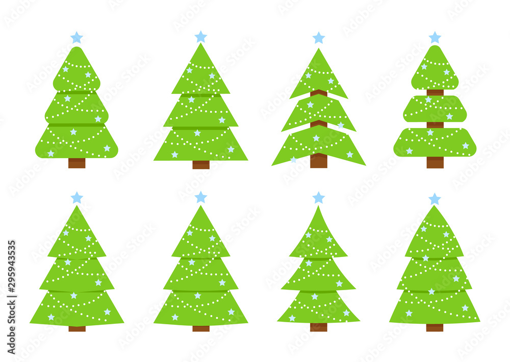 Winter collection of Christmas trees.