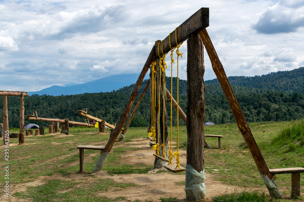 rustic amusement park on the top of the hill rustic amusement park on the top of the hill
