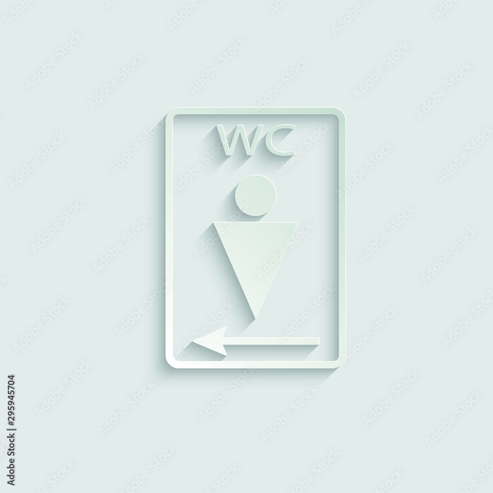  wc icon. Toilet and restroom icon. Man and woman icon paper with shadow 
