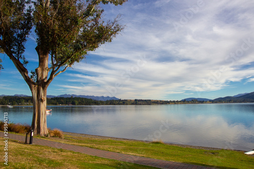 Evening view of Te Anau lake  Fiordland  New Zealand