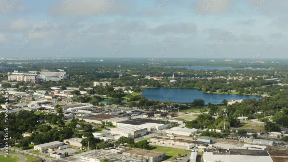 Aerial view of Orlando City, Florida in sunny weather, travel around US, drone shoot of city Aerial view of Orlando City, Florida in sunny weather, travel around US, drone shoot of city