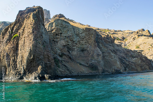 Kara-Dag mountains  view of the rocks from the sea  Crimea  Russia.