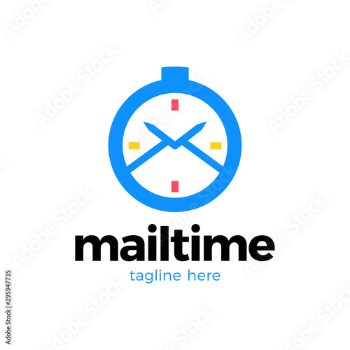 Envelope mail inside time clock isolated icon. Vector illustration design