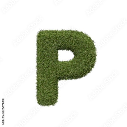 Grass letter P isolated on white background