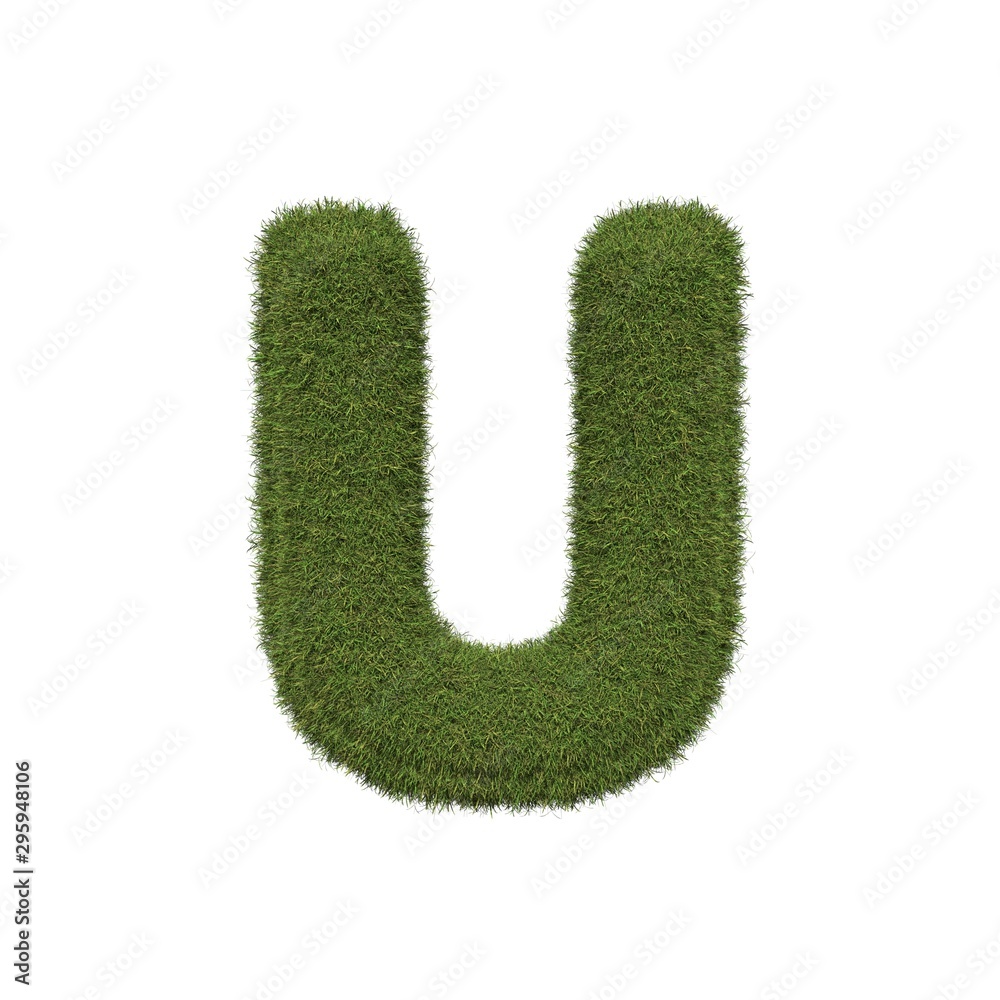 Grass letter U isolated on white background Grass letter U isolated on white background