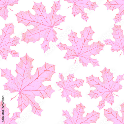 Creative seamless pattern with autumn leaves. Fashion print