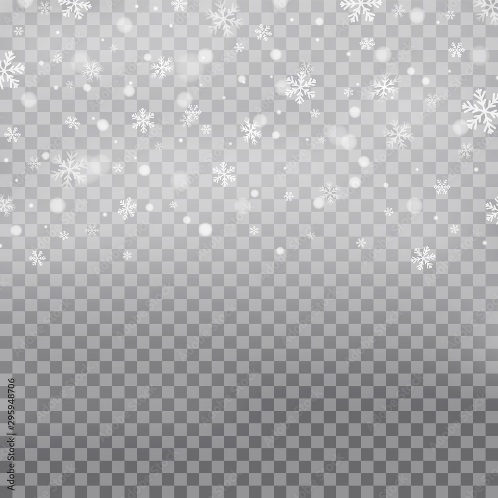 Snowfall, snowflakes in different shapes Snowfall, snowflakes in different shapes