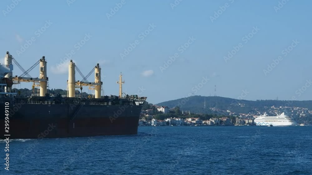 Tanker and Cruise Ship at Istanbul Bosphorus Tanker and Cruise Ship at Istanbul Bosphorus