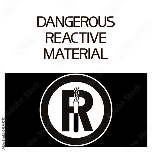 Dangerously reactive material. Harmful health conditions, black and white poster with text and pattern.