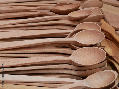 Many Wooden Carved Spoons