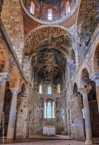 Inside an old orthodox church in Mystras Sparti Greece