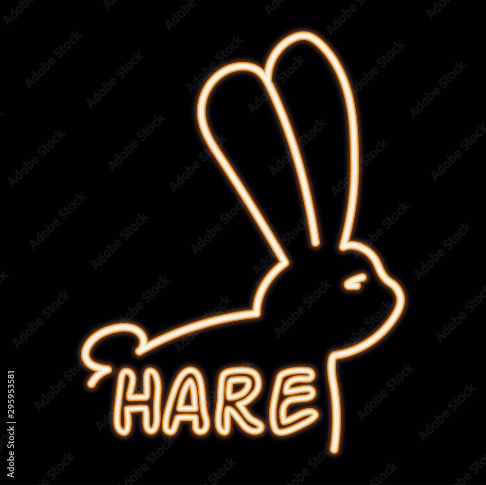 Obraz premium Vector rabbit logo. Neon hare symbol