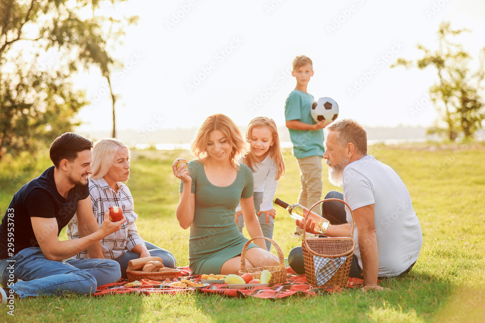 Big family having picnic in park Big family having picnic in park