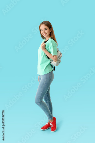 Beautiful female student on...