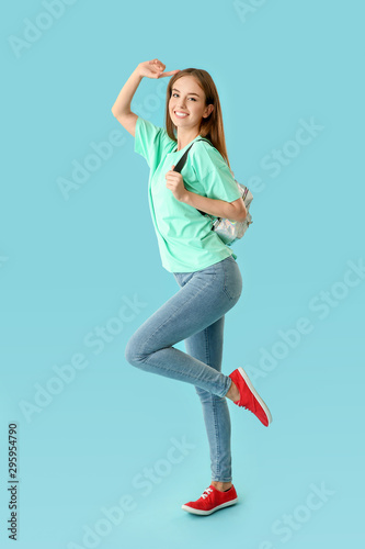 Beautiful female student on...