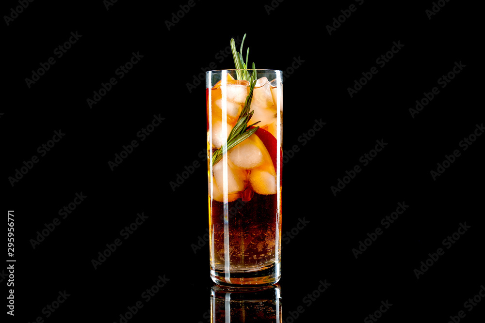 Glass of tasty cocktail on dark background Glass of tasty cocktail on dark background