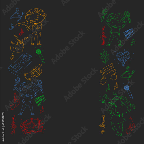 Music background for patterns. Vector illustration with musical instruments. Karaoke  musical  party