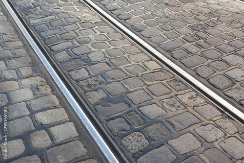 Tram tracks and the cobblestone