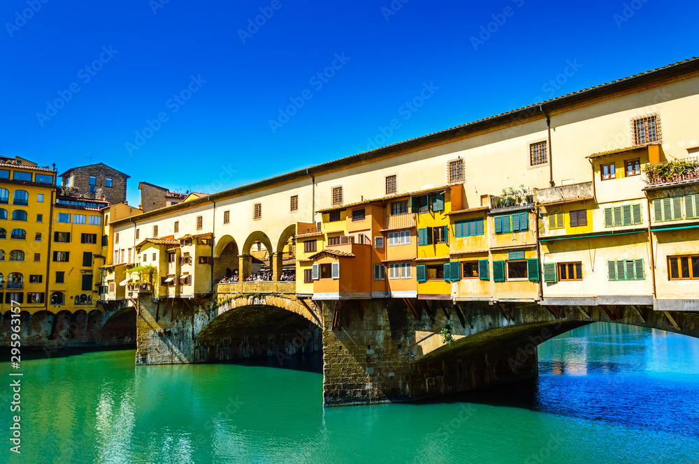 Ponte Vecchio or Old Bridge over the Arno River in Florence, Italy