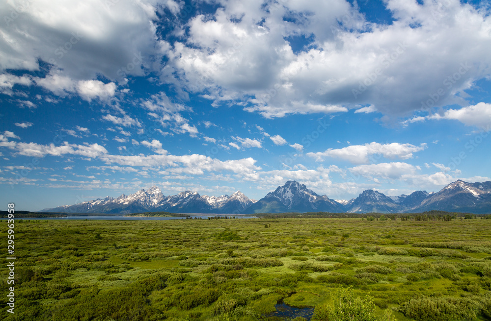 Puffy Clouds over the Grand Tetons and the Willow Flats, Grand Teton National Park, Wyoming Puffy Clouds over the Grand Tetons and the Willow Flats, Grand Teton National Park, Wyoming