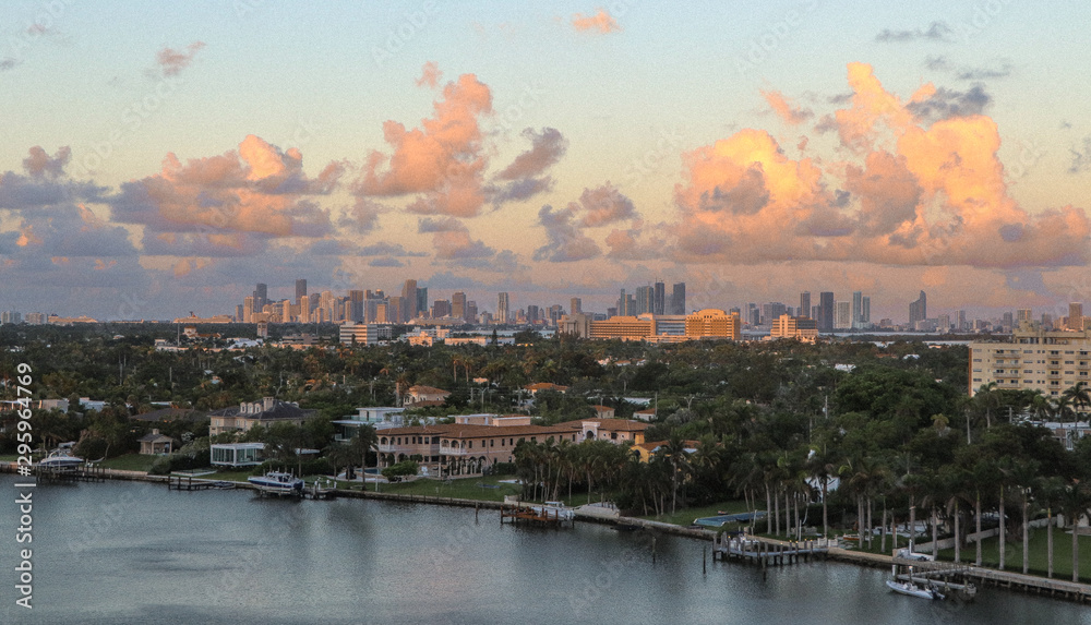 Miami skyline at sunset