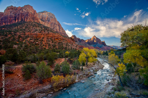 Autumn afternoon along the Virgin River, Zion National Park, Utah