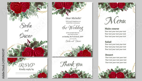 Invitation card with red roses