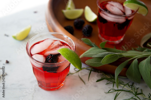 Botanical Cocktail on Marble Background