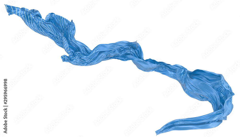 Abstract background of blue wavy silk or satin with metal stripes. 3d rendering image. Abstract background of blue wavy silk or satin with metal stripes. 3d rendering image.