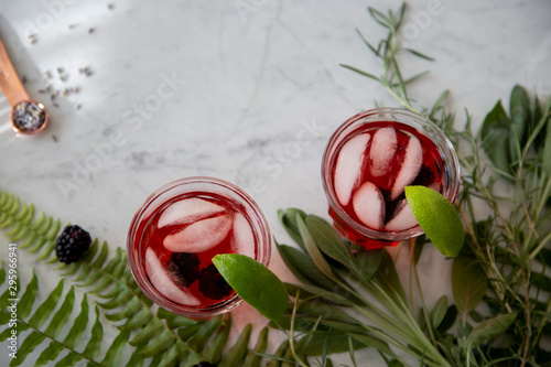 Botanical Cocktail on Marble Background