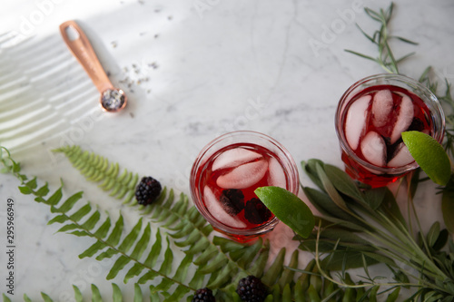 Botanical Cocktail on Marble Background