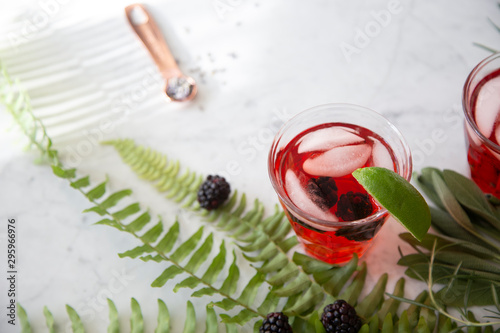 Botanical Cocktail on Marble Background