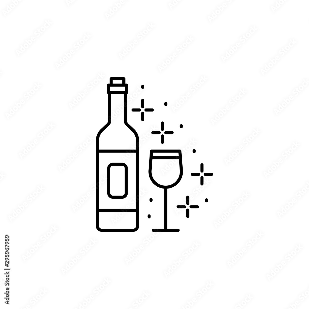 Wine, bottle, glass icon. Element of Party icon. Thin line icon Wine, bottle, glass icon. Element of Party icon. Thin line icon