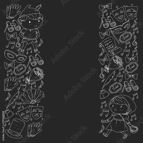 Illustration of a Children's Performing on Stage. Theatre with kids