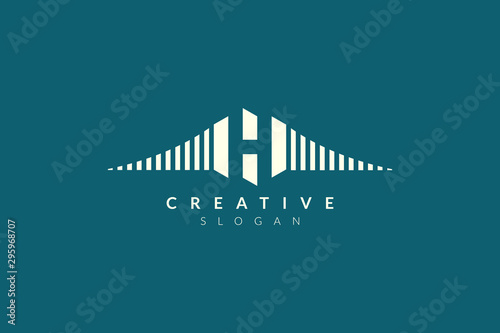 Vector design of abstract building form. Minimalist design, flat logo style and monogram, modern icon and symbol.