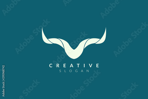 Vector illustration of animal horn shape. Minimalist and simple logo design, flat style, modern icon and symbol.