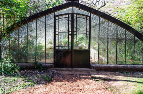 old greenhouse in the botanical park