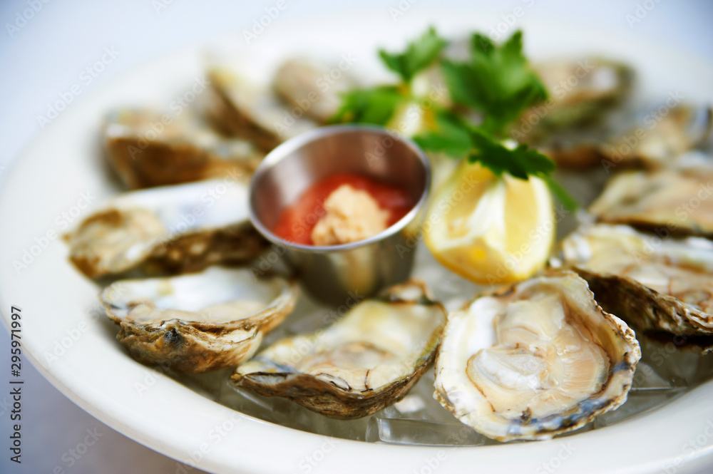 raw oysters with red sauce raw oysters with red sauce