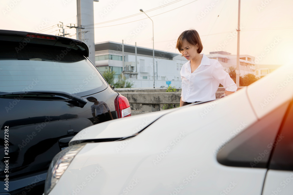 A woman who is experiencing a car crash. A woman who is experiencing a car crash.