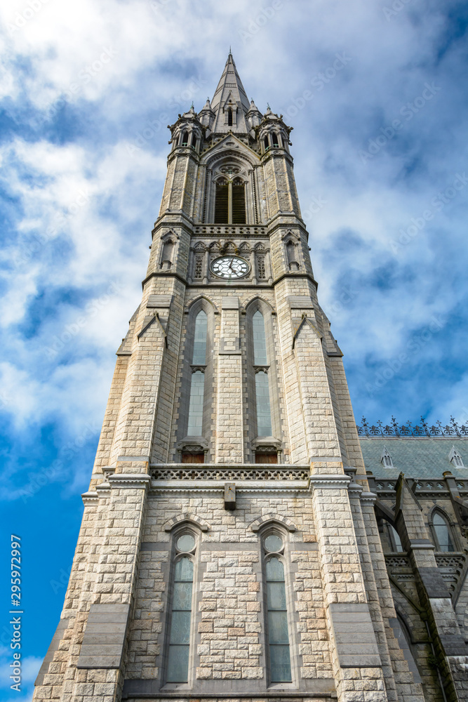 Cobh Cathedral colored houses Landscape clear sky Cobh Cathedral colored houses Landscape clear sky