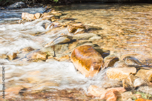 Water flow over rocks in a stream