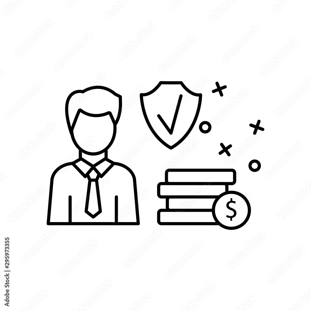 Man protect coins savings investment icon. Element of business icon Man protect coins savings investment icon. Element of business icon