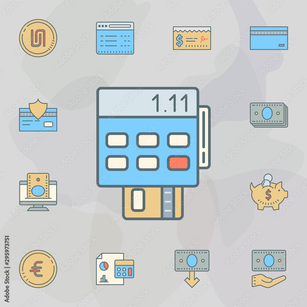 POS terminal dusk style line icon. Universal set of banking for website design and development, app development POS terminal dusk style line icon. Universal set of banking for website design and development, app development